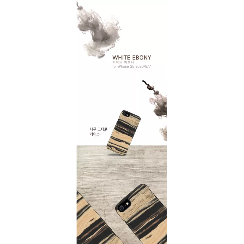 Etui na telefon Man and Wood do iPhone 7/8 — białe z czarnym hebanem