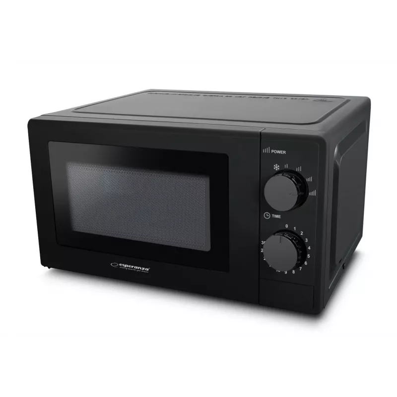 Kuchenka mikrofalowa solo ESPERANZA ESTOFADO — 20 l, 700 W, 5 poziomów mocy, talerz obrotowy 24,5 cm, czarna