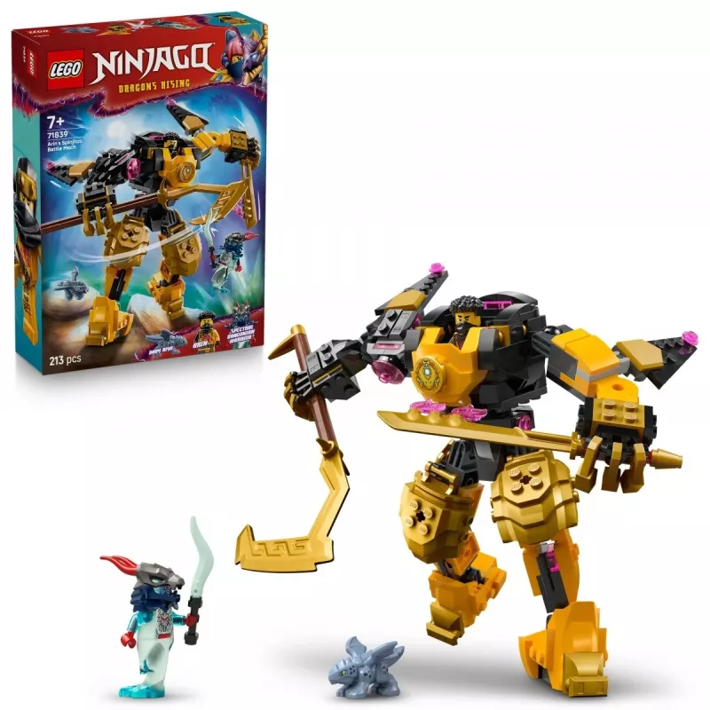 Zestaw konstrukcyjny LEGO NINJAGO 71839 Arin's Spinjitzu Battle Mech, 213 elementów, 2 minifigurki, wysokość 160 mm