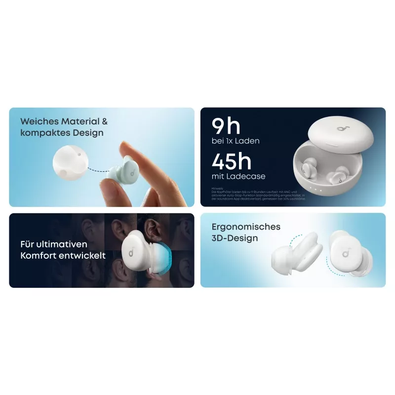 Wielorazowe zatyczki do uszu Anker Soundcore Sleep A30 — douszne, bezprzewodowe, zielone, 2 szt.