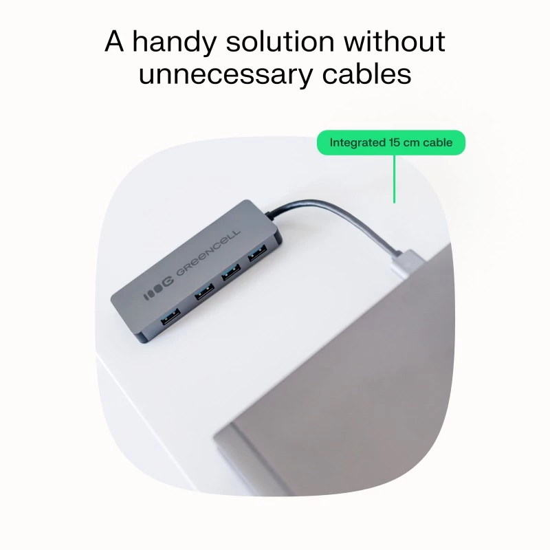 Hub USB zielony Cell HUB-GC-A4A — 4-portowy hub USB-A 3.0