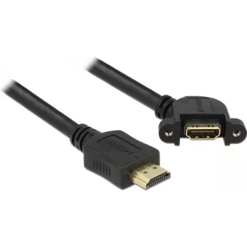 DeLOCK - Kabel wideo/audio/sieciowy - HDMI - 28 AWG - HDMI, 19-stykowe (W) - HDMI, 19-stykowe (M) - 1,0m - Czarny - Złącze kątowe 110 stopni (85103)