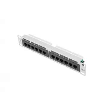 Patch panel LANBERG PPU6-9012-S, 12-port Cat6, metal, szary