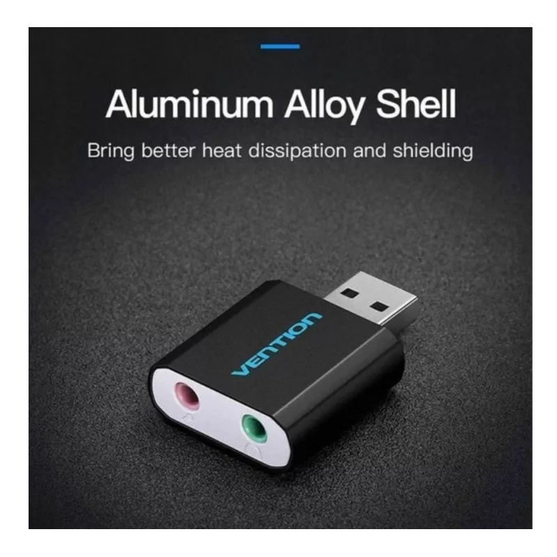 Vention USB zewnętrzna karta dźwiękowa czarna metalowa