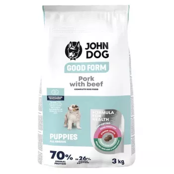 Sucha karma dla psa JOHN DOG Good Form Puppy wieprzowina z wołowiną — opakowanie 3 kg dla szczeniąt