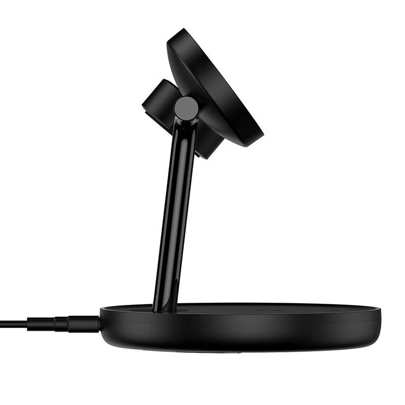 Baseus Swan 3-w-1 bezprzewodowa magnetyczna podstawka ładująca 20 W czarna wersja uniwersalna (zawiera: USB For type-C 3A 1 m)