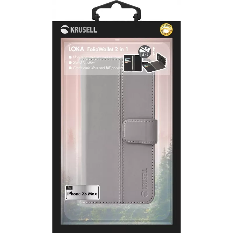 Etui z klapką Krusell Loka iPhone XS Max 16.5 cm szare