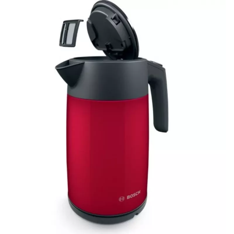 Czajnik elektryczny Bosch TWK7L464 — pojemność 1,7 l, 2400 W, czerwony, obudowa z tworzywa sztucznego