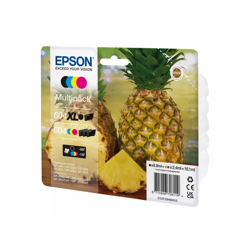 Kaseta z tuszem Epson 604XL 4 szt. Oryginalna Wysoka wydajność (XL) Czarny, cyjan, magenta, Żółty