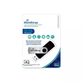 MediaRange MR932 - Pamięć USB Flash - 32 GB - USB 2.0 / micro USB - Czarno-srebrny (MR932-2)