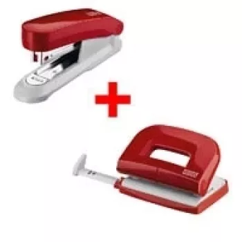Zszywacz NOVUS E15+ z dziurkaczem E210, czerwony