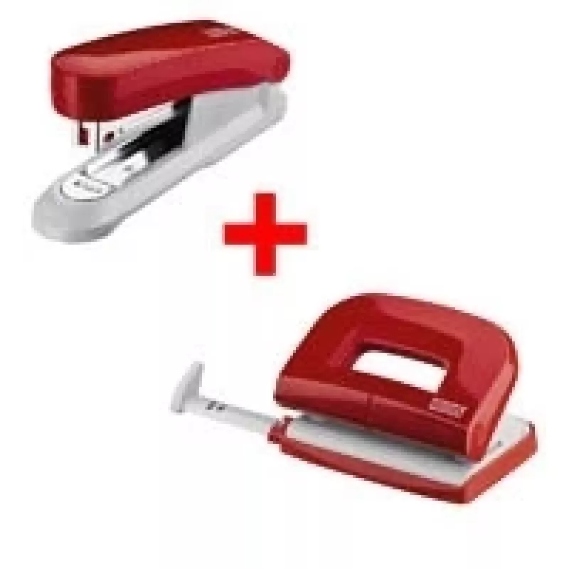 Zszywacz NOVUS E15+ z dziurkaczem E210, czerwony