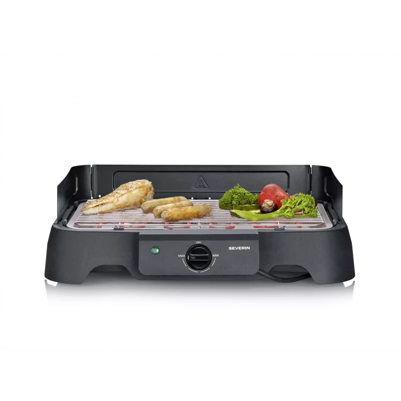 SEVERIN grill elektryczny stołowy PG 8593, 2000 W, prostokątny ruszt, czarny