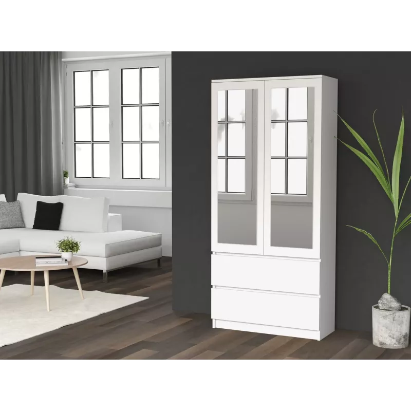 Topeshop SS-90 BIEL LUSTRO bedroom wardrobe/closet 5 shelves 2 drzwi(s) biały