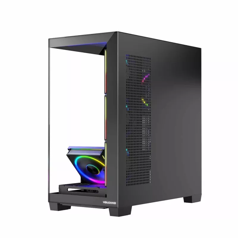 Obudowa PC MODECOM Volcano Stellar 5F ATX Midi Tower, szkło hartowane, 5 fabrycznie zamontowanych wentylatorów, USB‑C, obsługuje microATX/ATX, maks. GPU 420 mm, wysokość chłodzenia CPU 175 mm