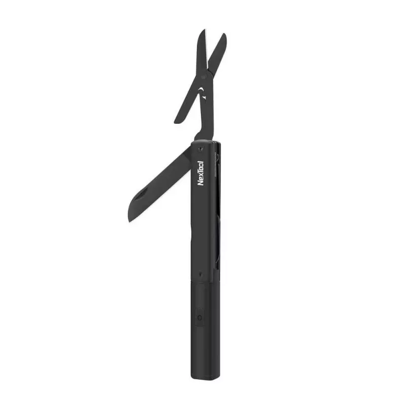 Wielofunkcyjny długopis-latarka Nextool NE20026 — LED 50 lm, czas pracy 90 min, nóż ze stali nierdzewnej, nożyczki, USB-C, aluminium, 125×15 mm, 38 g