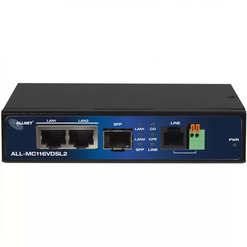 Modem ALLNET ALL-MC116VDSL2 160 Mbit/s 2x RJ45 SFP Czarny