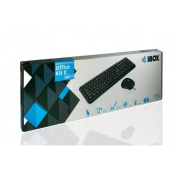 Zestaw klawiatura i mysz iBox OFFICE KIT II, w zestawie, USB, QWERTY, angielski, czarny