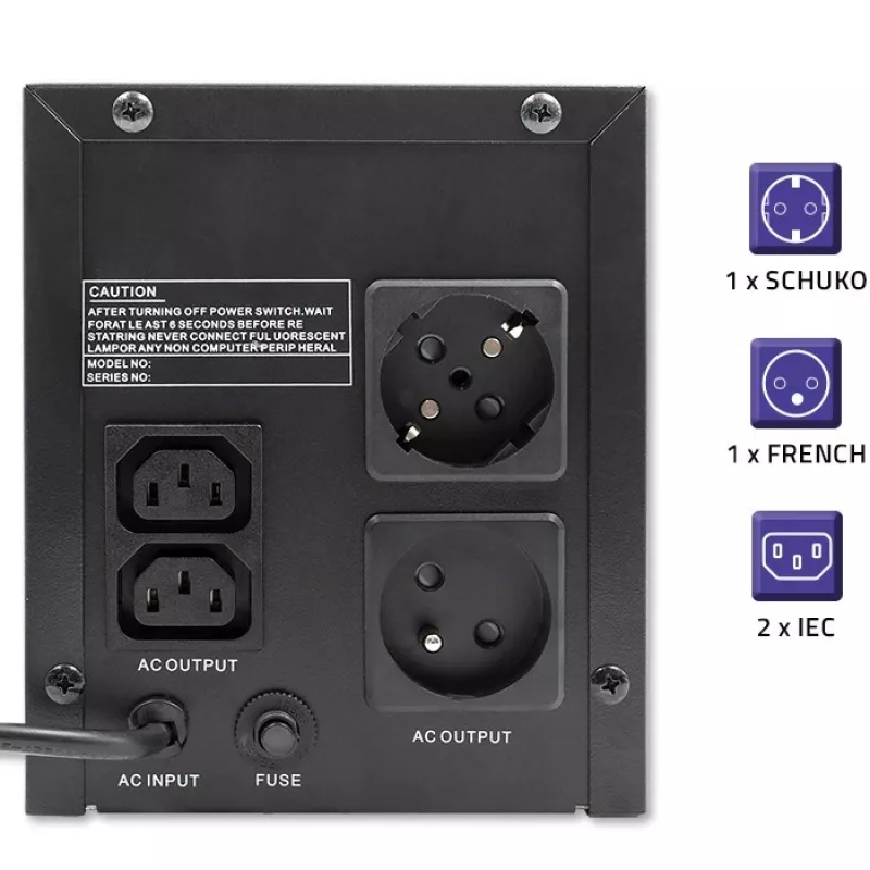 Zasilacz awaryjny UPS Qoltec 53775 1,2 kVA 720 W 4 gniazda AC