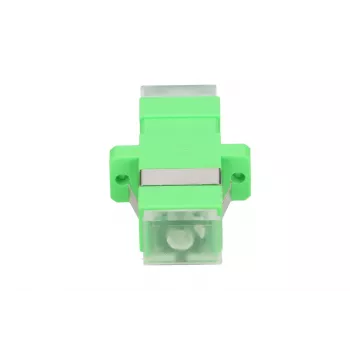 Adapter światłowodowy Extralink SC/APC Singlemode Simplex z przezroczystymi zaślepkami przeciwkurzowymi, zielony