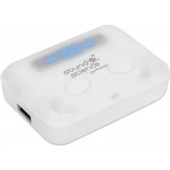 Manhattan słuchawki Bluetooth, białe, mikrofon, zintegrowane sterowanie, odporne na pot, izolujące hałas, 5 godzin czasu pracy, maksymalny zasięg 10 m, etui ładujące z powerbankiem (1200 mAh), Bluetooth v5.0, kabel ładujący USB-A w zestawie, 3 lata gwarancji