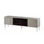 Szafka RTV z kominkiem Cama Meble TRESSE 180x40x54.5 cm — czarna rama, blat mat kaszmirowy