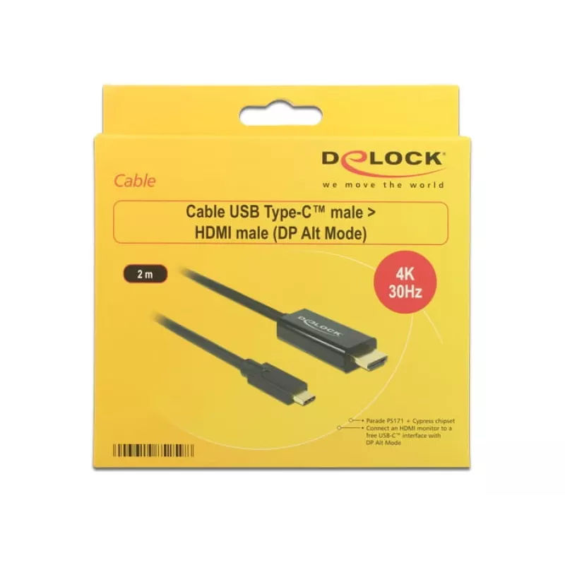 Przejściówka wideo DeLOCK 85259 USB Type-C na HDMI 2m Czarna