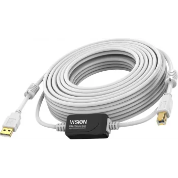 Kabel USB 2.0 Vision biały 15 m USB A na USB B 0,48 Gbit/s