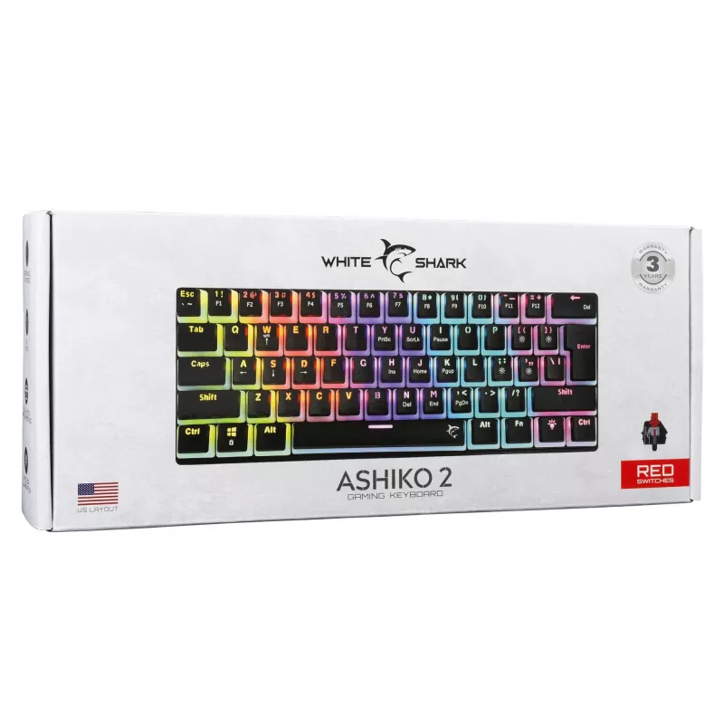Klawiatura gamingowa White Shark GK-2202 Ashiko 2 Czarno-Czerwona Układ US