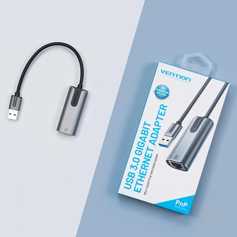 Vention USB 3.0-A – adapter Gigabit Ethernet szary 0,15 m, stop aluminium