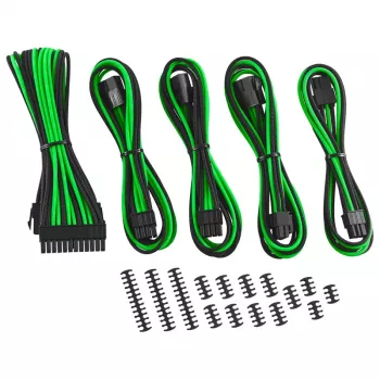 Zestaw przedłużaczy kabli CableMod CM-CAB-CKIT-N86KKLG-R — 8+6-pinowe przedłużenia zasilania, czarno-zielone