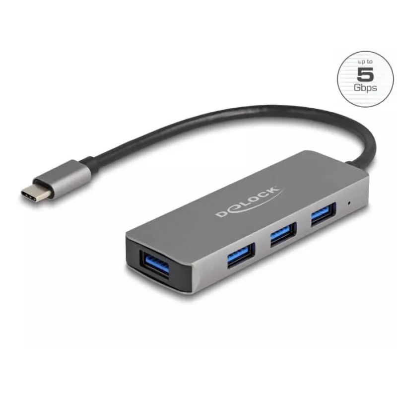 DeLOCK 63173 Hub USB Type-C 5000 Mbit/s Czarny