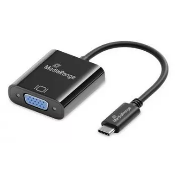 Konwerter wideo USB-C na VGA MediaRange MRCS229 20 cm — czarny adapter kablowy