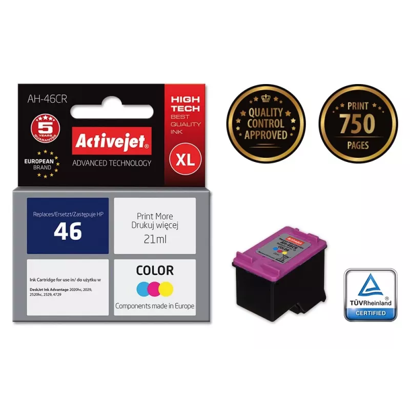 Activejet AH-46CR tusz (zamiennik do HP 46 CZ638AA; Premium; 21 ml; kolorowy)