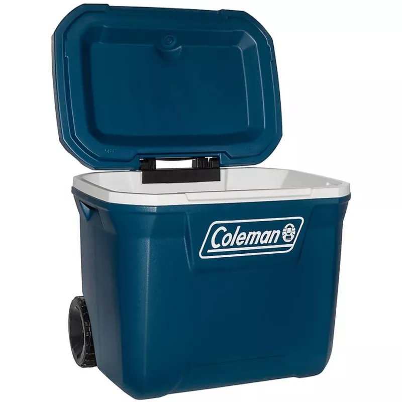 Coleman 50QT Xtreme, chłodziarka na kółkach, niebieski, plastik, poliuretan (PU), czarny, 47 l, 113 kg