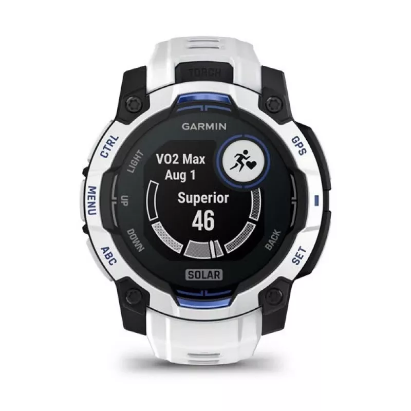 Smartwatch GARMIN Instinct 2 45 mm, MIP 0,9 cala (176×176), GPS, Solar, silikonowy pasek niebiesko-biały
