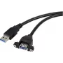 Kabel USB Renkforce USB 3.0 wtyk USB-A, gniazdo USB-A 1,00 m czarny do instalacji, blokada śrubowa RF-5720388 (RF-5720388)