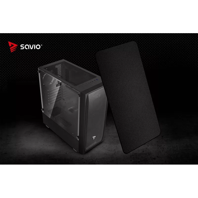 Obudowa PC SAVIO Noctis Flow — Cube Mini‑ITX/Micro‑ATX/ATX, 3x120mm przód, 1x120mm tył, 2x3.5 cala + 3x2.5 cala zatoki, hartowane szkło