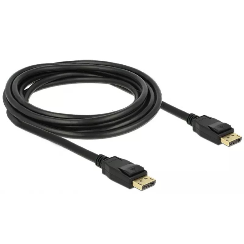 Kabel DisplayPort Delock — DisplayPort (wtyk) do DisplayPort (wtyk) — 3 m — zatrzaskowy — czarny