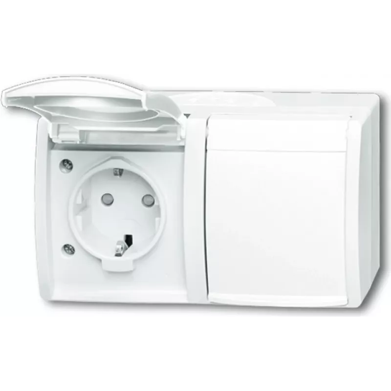 BUSCH JAEGER 2084-0-0723 - CEE 7/3 - 2P+E - biały - IP44 - 250 V - 16 A