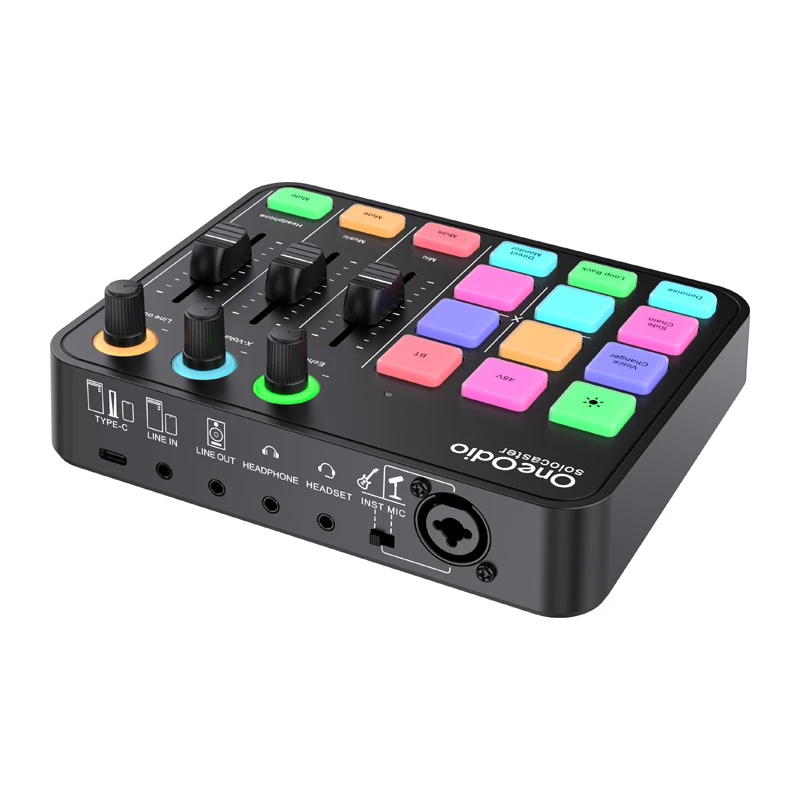 Mikser audio i karta dźwiękowa USB OneOdio Solocaster — kompaktowy interfejs biurkowy do streamingu i nagrywania