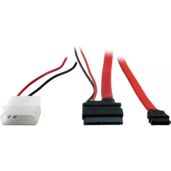 Inter-Tech - Adapter SATA - Slimline SATA na wewnętrzny zasilacz, 4-pin, SATA - 15 cm - Czerwony (88885323)