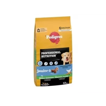 Sucha karma dla psa Pedigree Professional Nutrition Junior — drób i warzywa, rasy średnie i duże, 12 kg, 25% białka, 10% tłuszczu