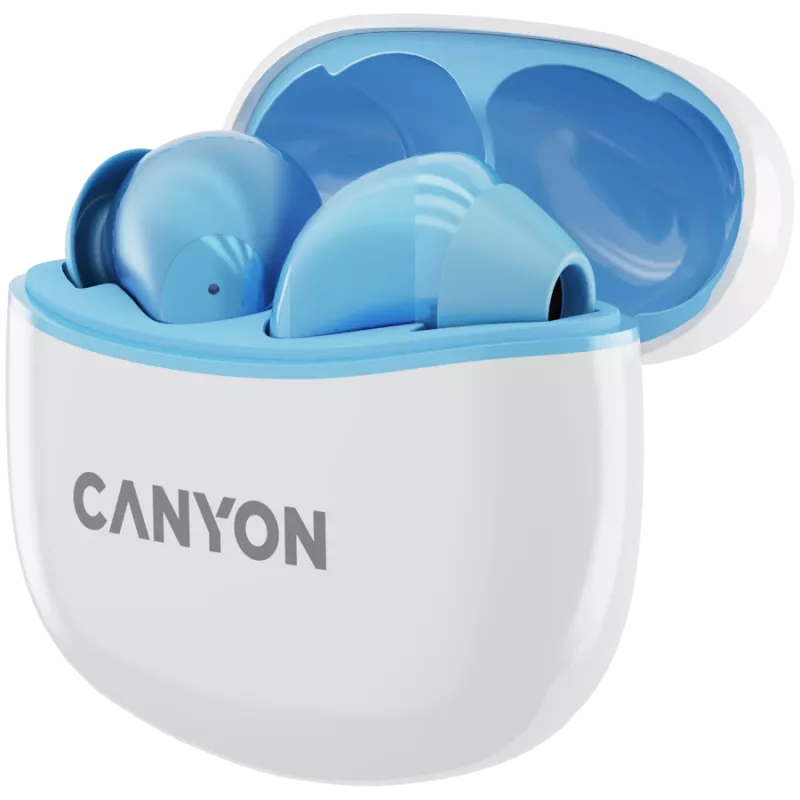 Słuchawki Canyon TWS-5 CNS-TWS5BL – True Wireless – Bluetooth 5.3 – Douszne – Etui ładujące USB-C – Sterowanie dotykowe – do 38h pracy – Czarny