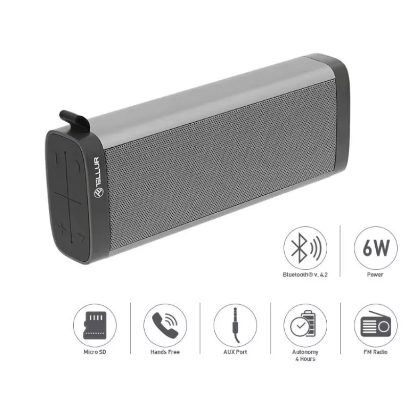 Głośnik przenośny Tellur Bluetooth Głośnik Selene Szary