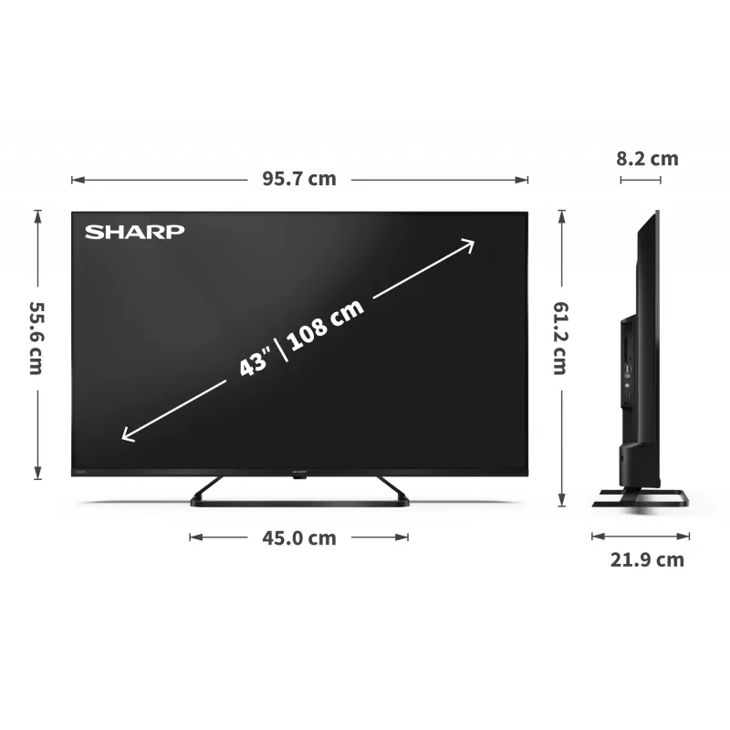 Sharp 43HP6265E TV Google UHD Czarny