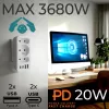 Rozgałęziacz zasilania MACLEAN MCE248 F/W — 3 gniazda AC (1×16A, 2×6A) + 4×USB (2×A, 2×C PD 20W), wtyczka EU, biały