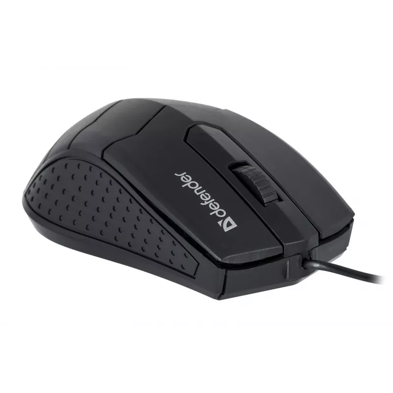 Optyczna mysz symetryczna DEFENDER HIT MB-530 — 1000 DPI, USB Type-A, czarna, przewód 1,5 m