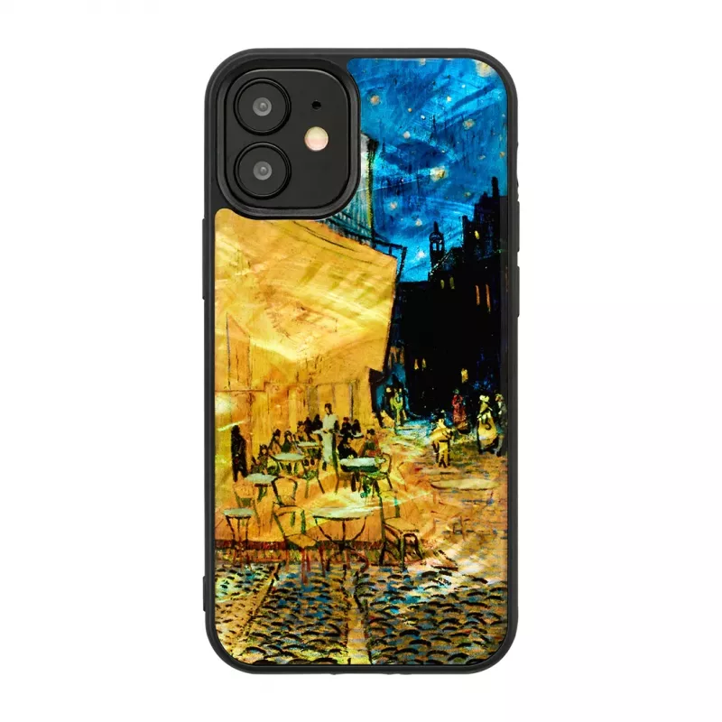 Etui ochronne iKins do Apple iPhone 12 mini — czarny wzór 'Cafe Terrace'