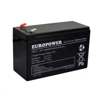Akumulator kwasowo-ołowiowy szczelny europower EV 12-9 — 12 V 9 Ah do UPS i zasilania awaryjnego